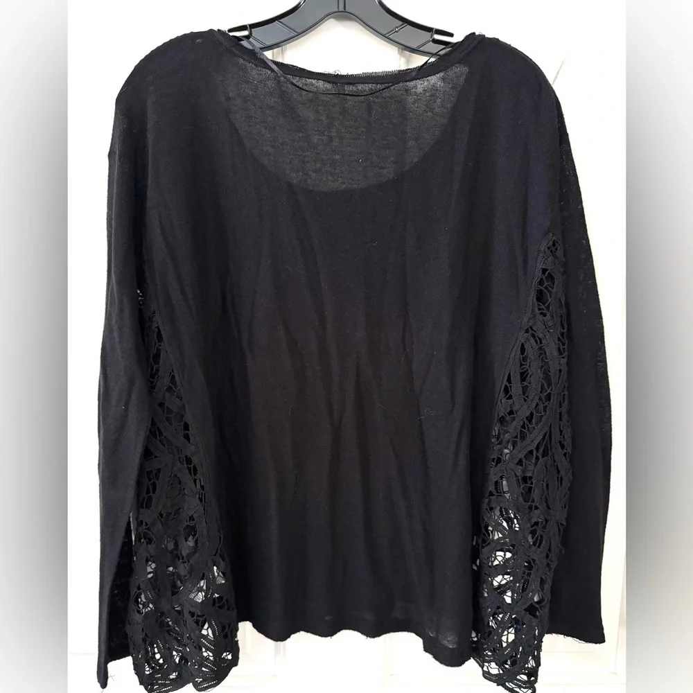 Free People Linen Blend Oversized Crochet Lace Top S